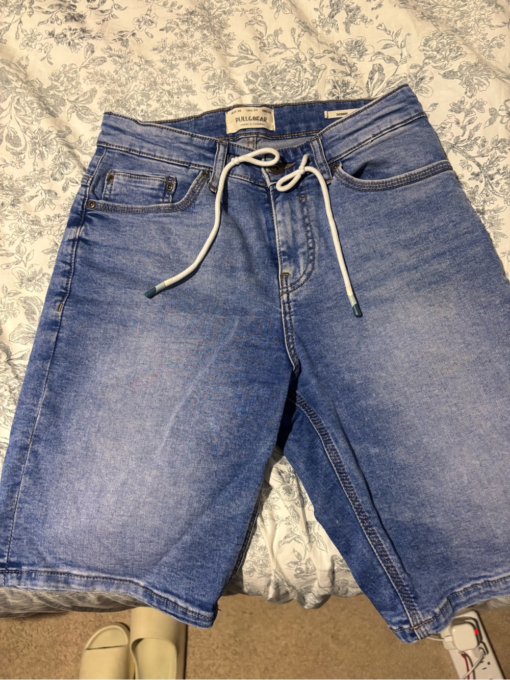Pull&Bear Light Blue Denim Drawstring Men’s Shorts